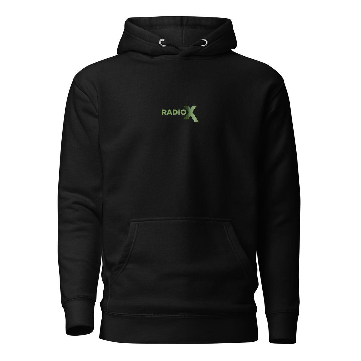 Radio X (Green Logo) Embroidered Black Unisex Hoodie