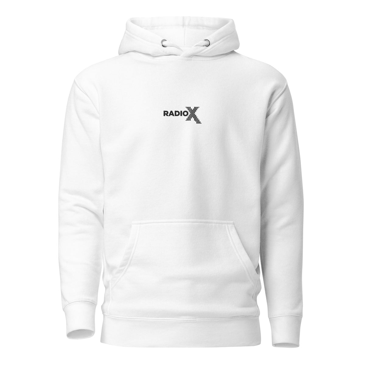 Radio X (Black Logo) Embroidered White Unisex Hoodie