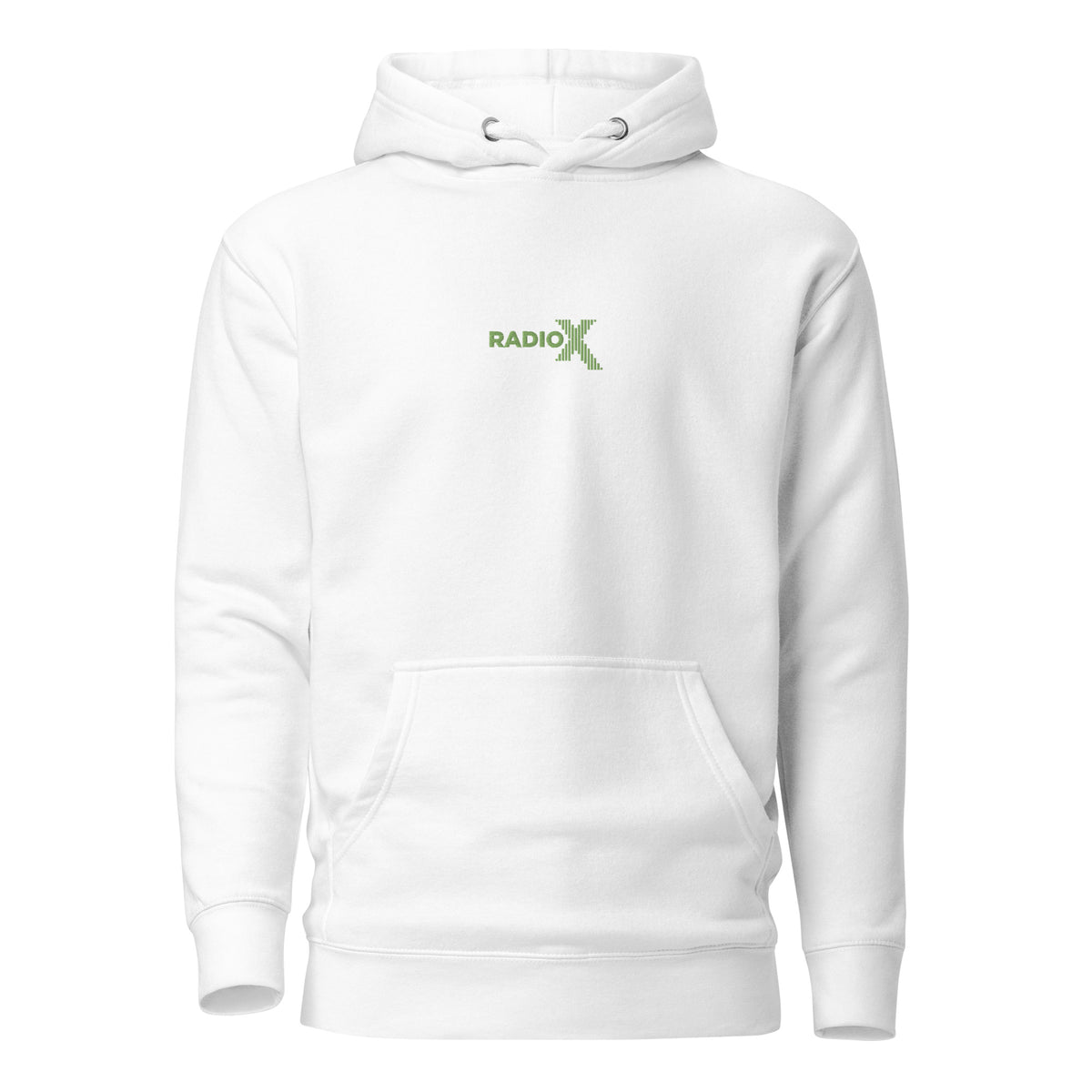 Radio X (Green Logo) Embroidered White Unisex Hoodie