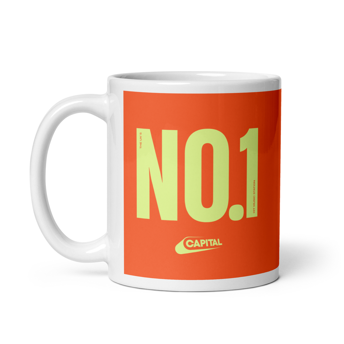 Capital No.1 White / Orange glossy mug