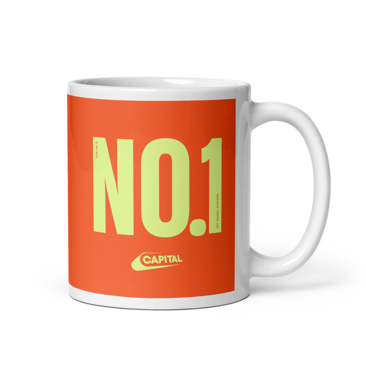 Capital No.1 White / Orange glossy mug